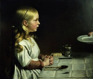 Florence Cope disant la grâce au dîner - Charles West Cope